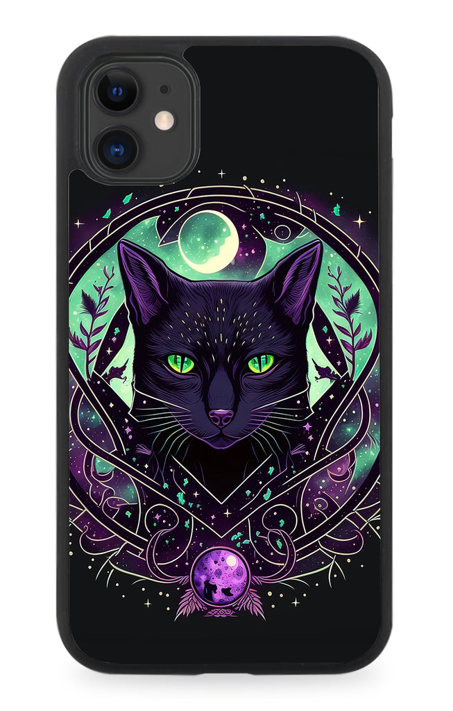 Evil Black Cat Rubber Phone Case Funny Cats Green Eyes Eye Witches Kitten AE31