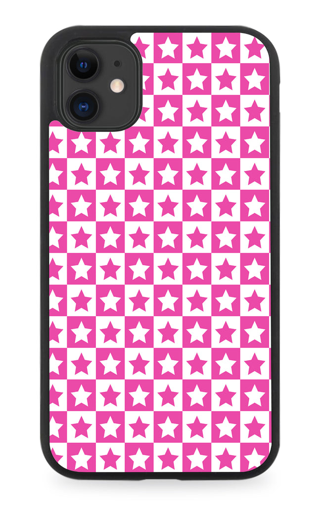 Pattern Cell Phone Star Hot Pink and White Stars Pattern Rubber Phone Case Design Star Shapes ...