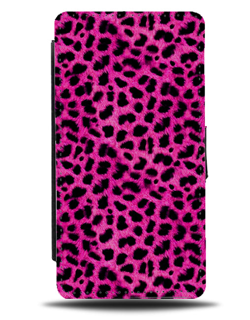 Hot Pink Leopard Print Flip Phone Case Cover Wallet Pattern Dots Animal B995