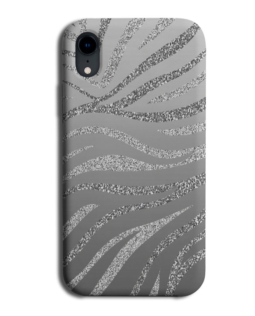 Silver Glittery Zebra Print Phone Case Cover | Grey Glitter Pattern Skin C243