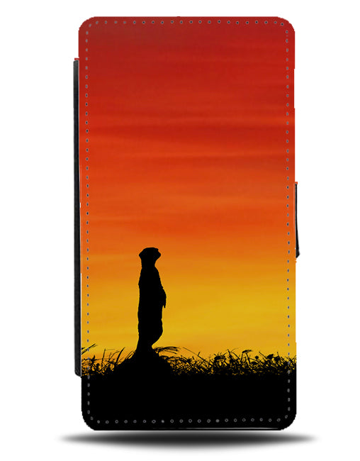 Meerkat Silhouette Flip Cover Wallet Phone Case Meerkats Sunset Sunrise i247