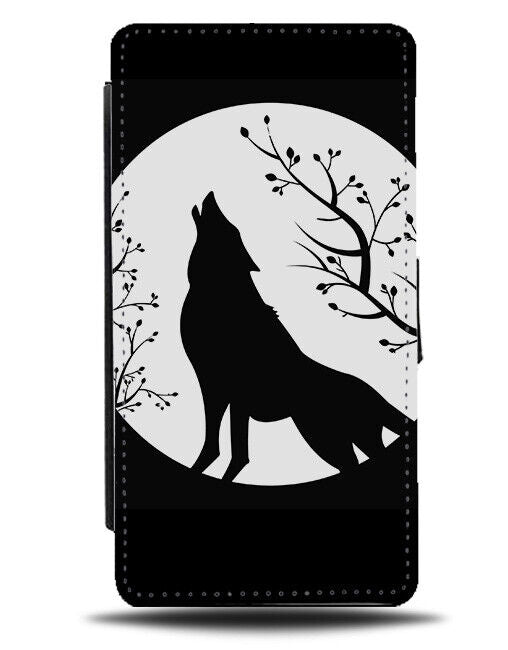 Wild Wolf Howling Silhouette In The Moonlight Flip Wallet Case Moon Light K458