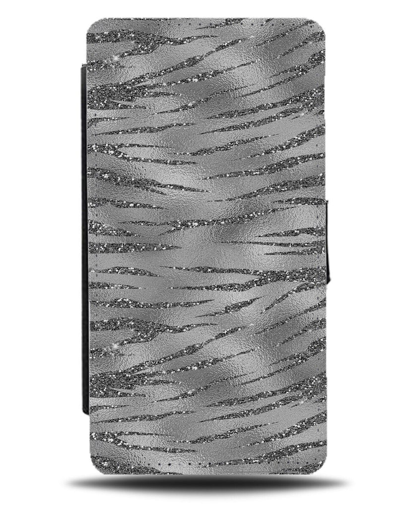 Printed Silver Glitter Tiger Stripes Flip Wallet Case Zebra Tigers Zebras CN73