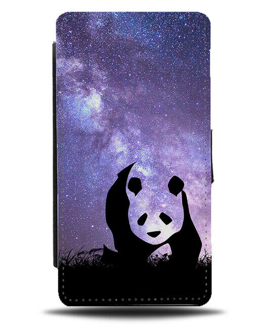 Panda Bear Flip Cover Wallet Phone Case Giant Pandas Galaxy Moon Universe i218