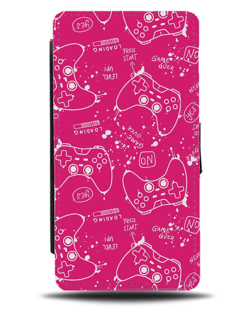 Hot Pink Game Controllers Design Flip Wallet Case Controller Gamer Girl Fun AP94