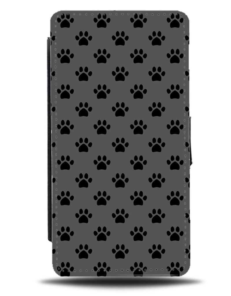 Dark Grey and Black Paw Prints Flip Wallet Case Print Paws Shapes Shape CN29