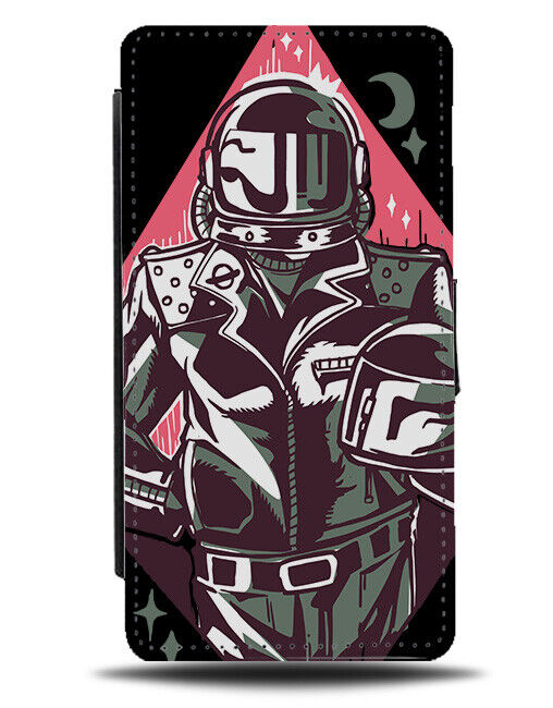 Astronaught Biker Flip Wallet Case Motorbike Motorcyclist Space Gift Mens J825