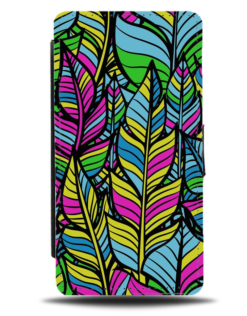 Colourful Feathers Flip Wallet Case Feather Pattern Wing Bird Peacock Wings AX36