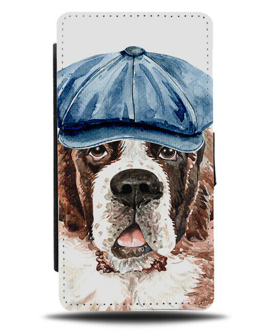 St Bernard Flip Wallet Phone Case Dog Dogs Cockney Hat Funny Flat Cap Saint K623