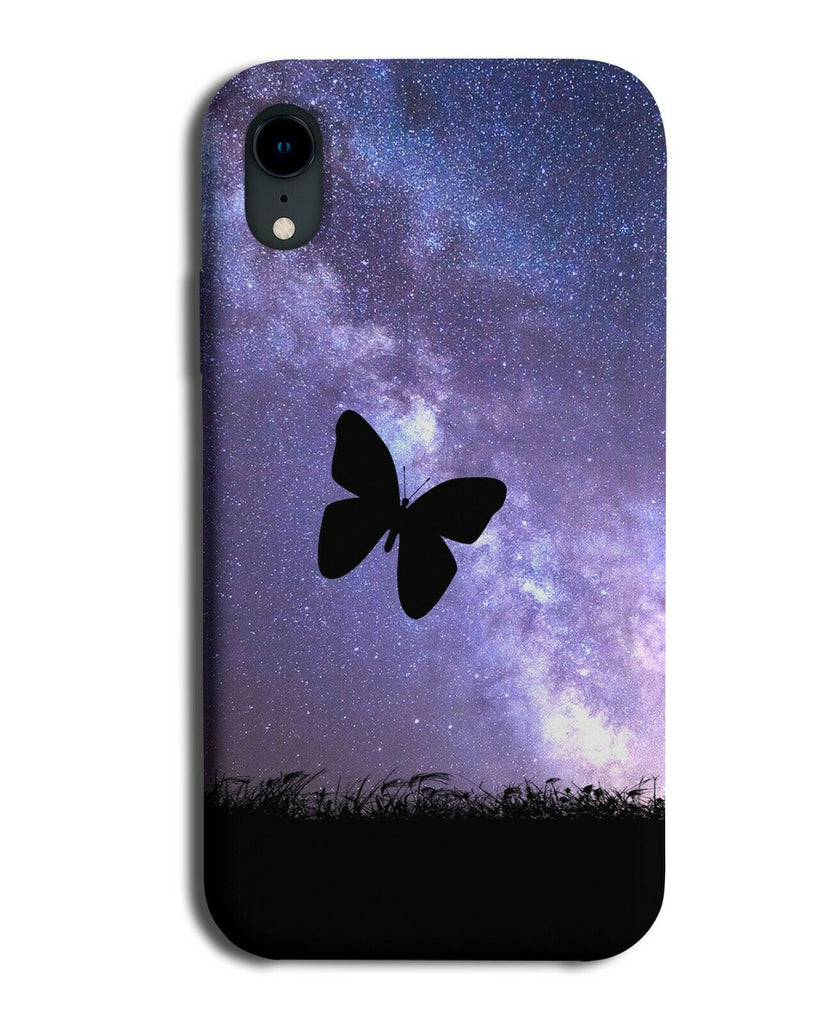 Butterfly Silhouette Phone Case Cover Butterflies Galaxy Moon Universe i200
