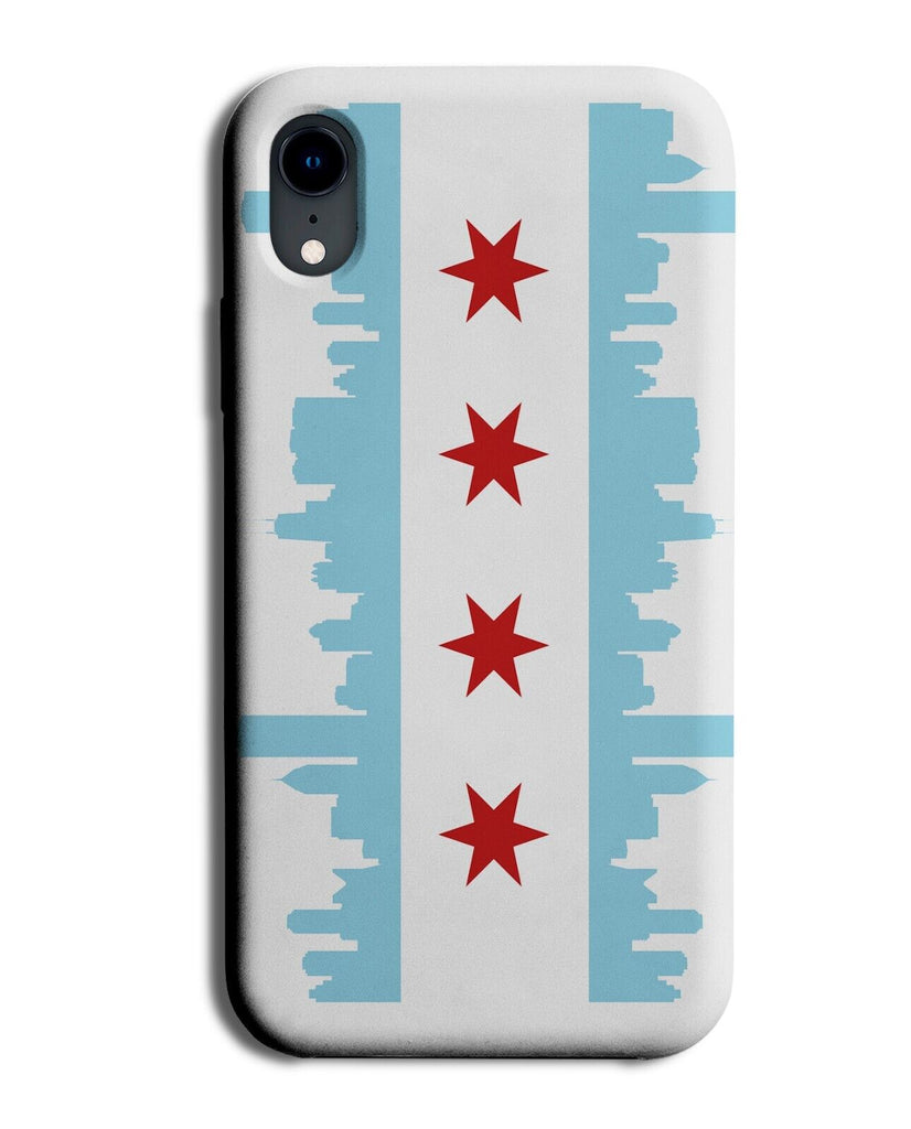 Chicago Flag Phone Case Cover Flags Skyline Stars Blue City Silohuette P029