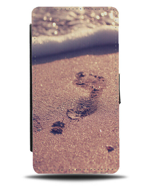 Sandy Footsteps Flip Wallet Case Footstep Foot Step Sand Ocean Waves G948