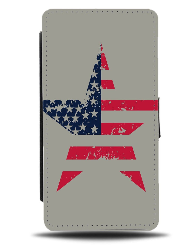 American Flag Star Flip Wallet Case American USA Stars Shape Vintage Old AA06