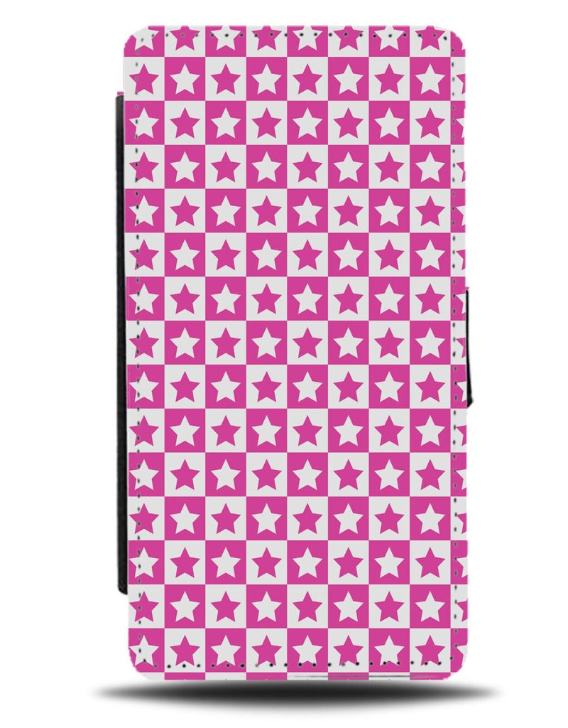 Hot Pink and White Stars Pattern Flip Wallet Case Design Star Shapes Shape BA09