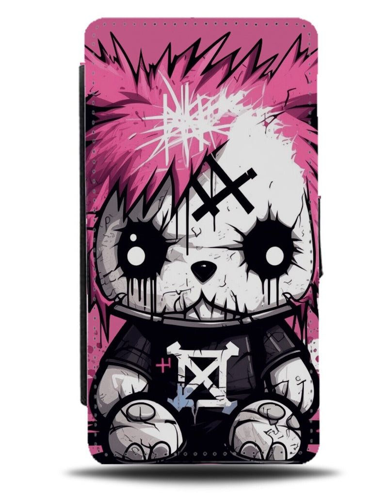 Emo Girls Teddy Bear Flip Wallet Case Pink Goth Punk Rock Grunge Girl Hot DE26