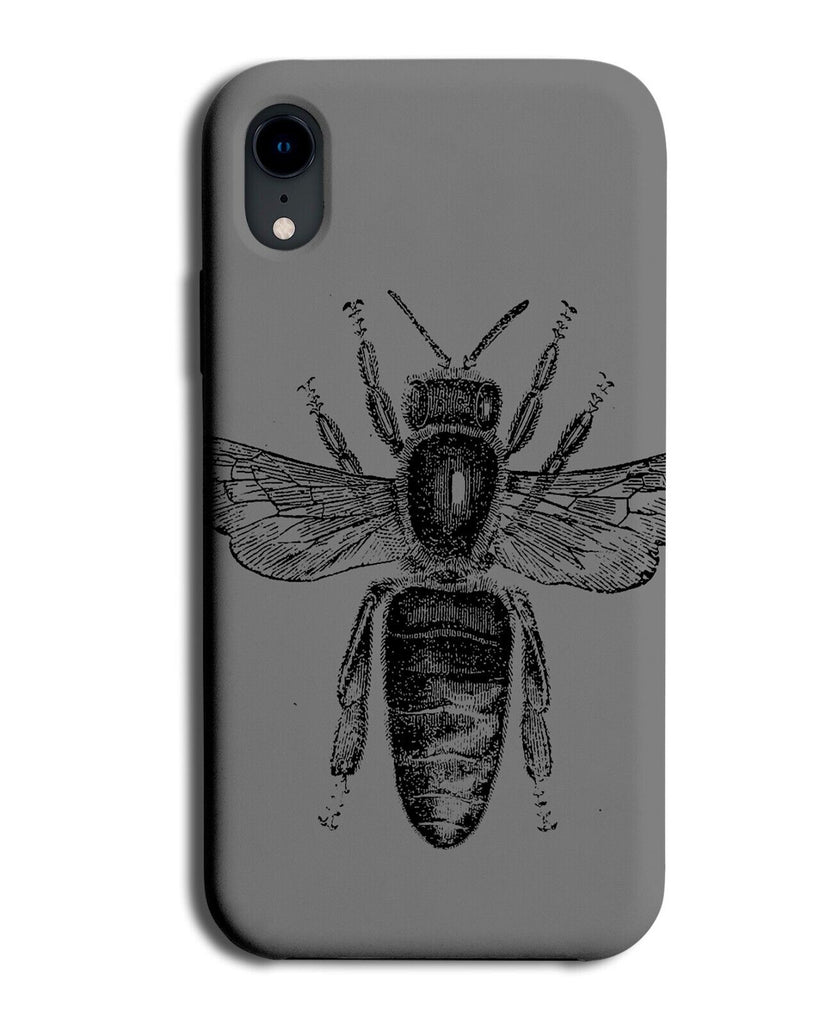 Grey Queen Bee Phone Case Cover Scrapbook Sketch Drawing Bees Vintage Black AI45
