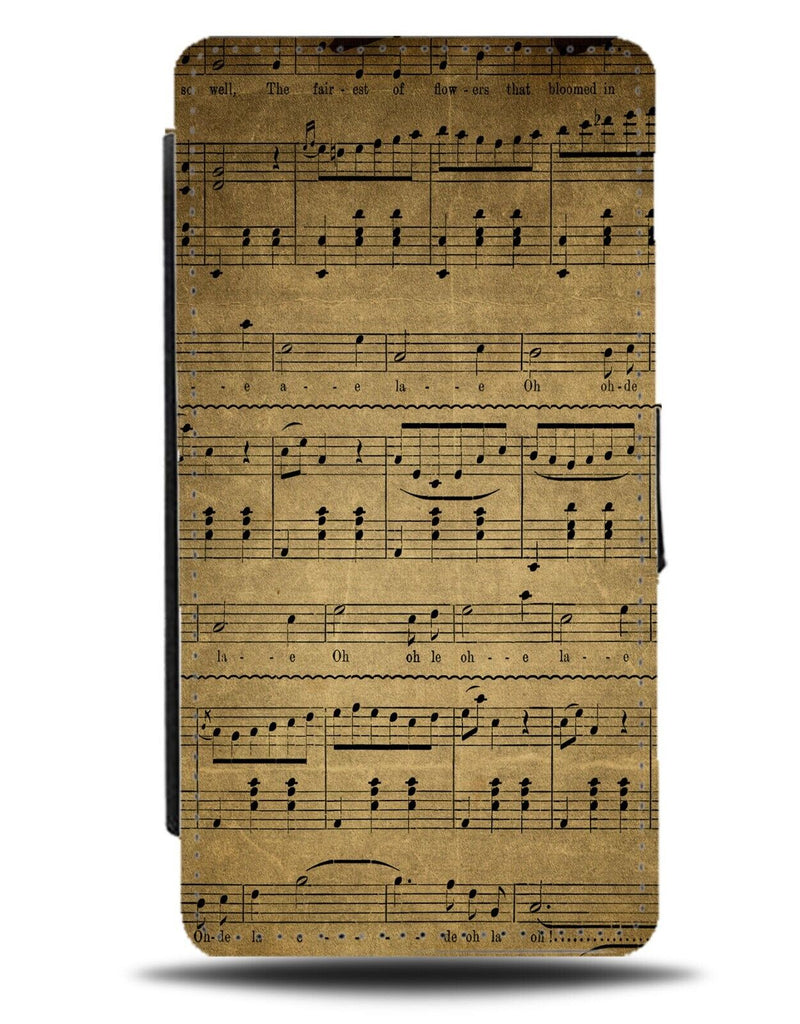 Vintage Musical Notes Flip Wallet Case Music Note Symbols Writing Scores BC56