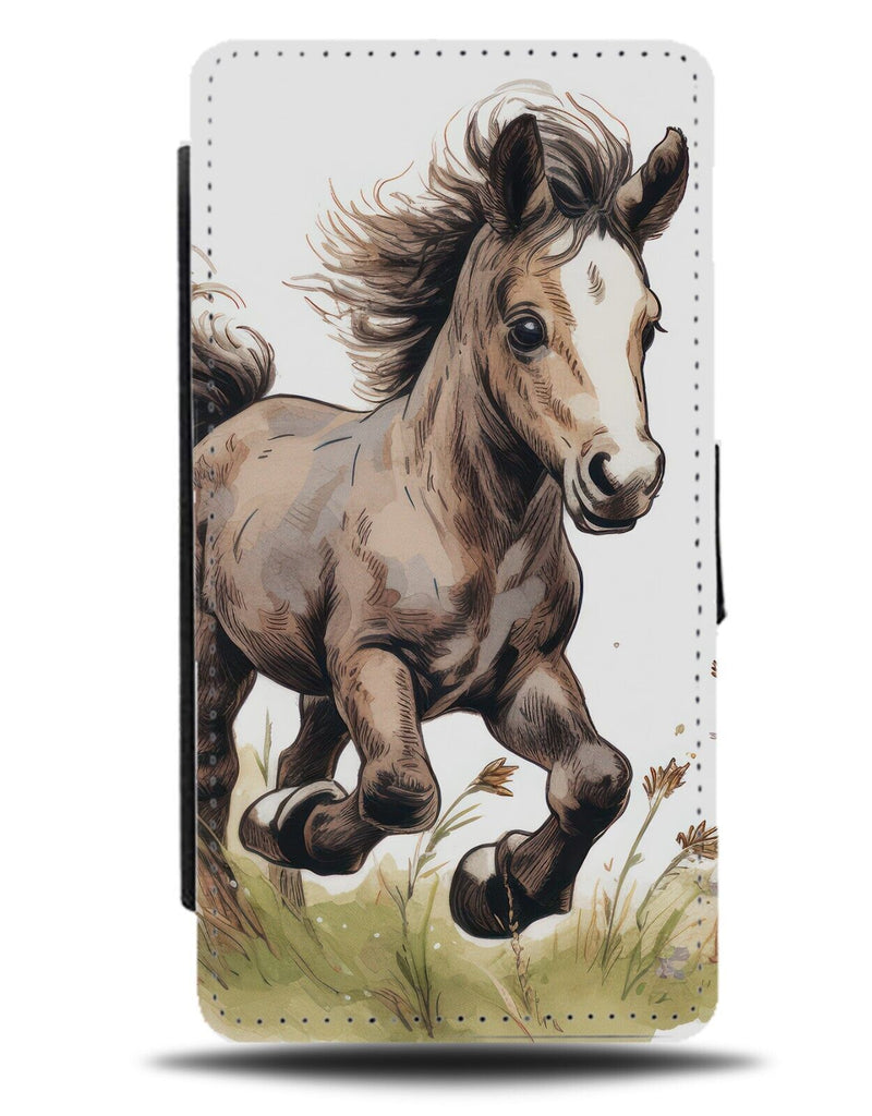 Galloping Pony Watercolour Painting Print Flip Wallet Case Ponies Little DF46