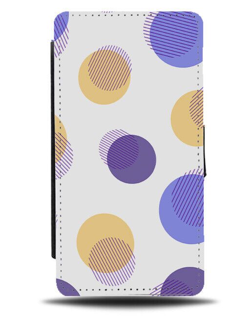 Purple and Yellow Circles and Lines Flip Wallet Case Abstract Shapes Dots N006