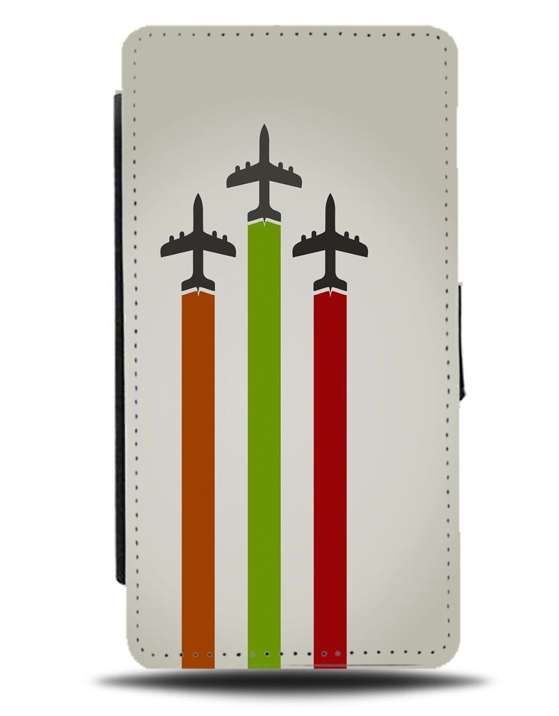 Cartoon Airplane Contrails Flip Wallet Case Contrail Colourful Planes Jets CJ97