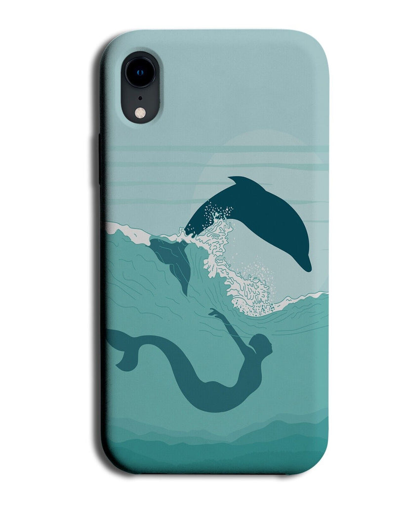 Mermaid and Dolphin Silhouette Phone Case Cover Outline Body Shape Sea Seas CX04
