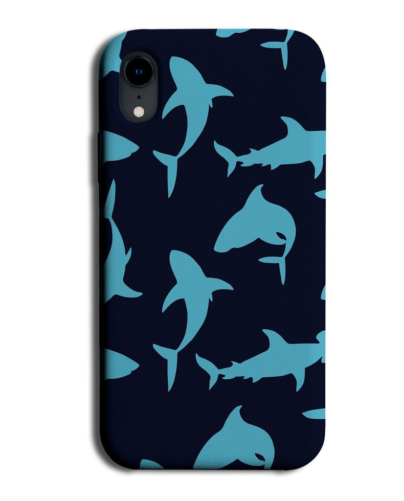 Neon Blue Great White Shark Silhouettes Phone Case Cover Shape Silhouette BA66