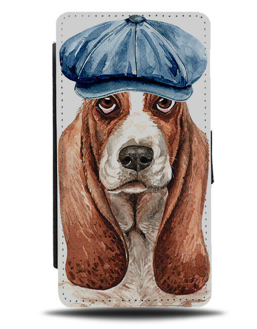 Basset Hound Flip Wallet Phone Case Dog Dogs Cockney Hat Funny Flat Cap K491
