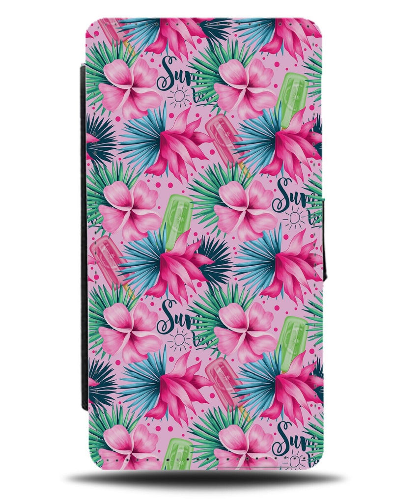 Hawaii Lei Flowers Flip Wallet Case Flower Pattern Pink Island Leis Aloha BB23