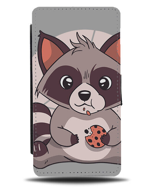 Fat Raccoon Cartoon Flip Wallet Case Raccoons Cookie Chubby K923