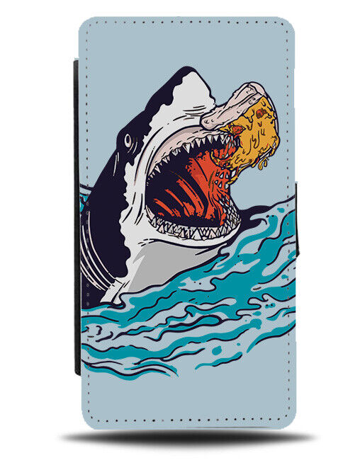 Great White Shark Eating Pizza In The Ocean Flip Wallet Case Funny Novelty K264