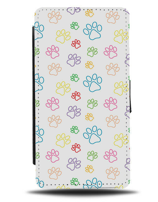 Childrens Animal Footsteps Flip Wallet Case Colourful Paw Prints Paws G812