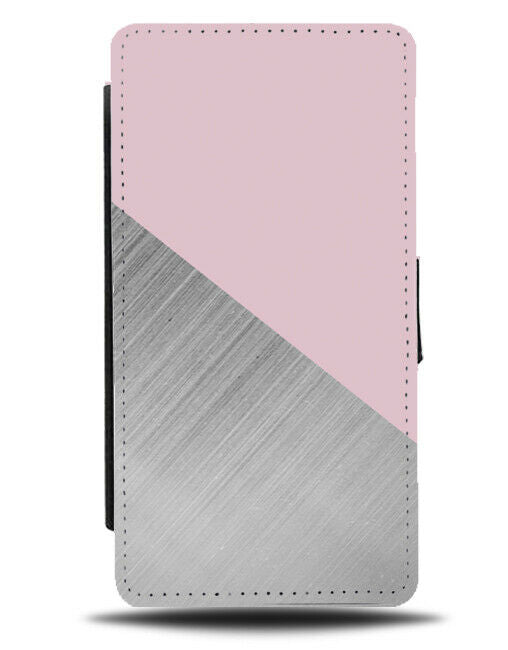 Baby Pink And Silver Flip Cover Wallet Phone Case Half and Half Pattern i341