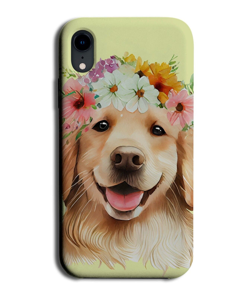 Golden Retriever Flower Crown Phone Case Cover Flowers Floral Dog Queen AH43