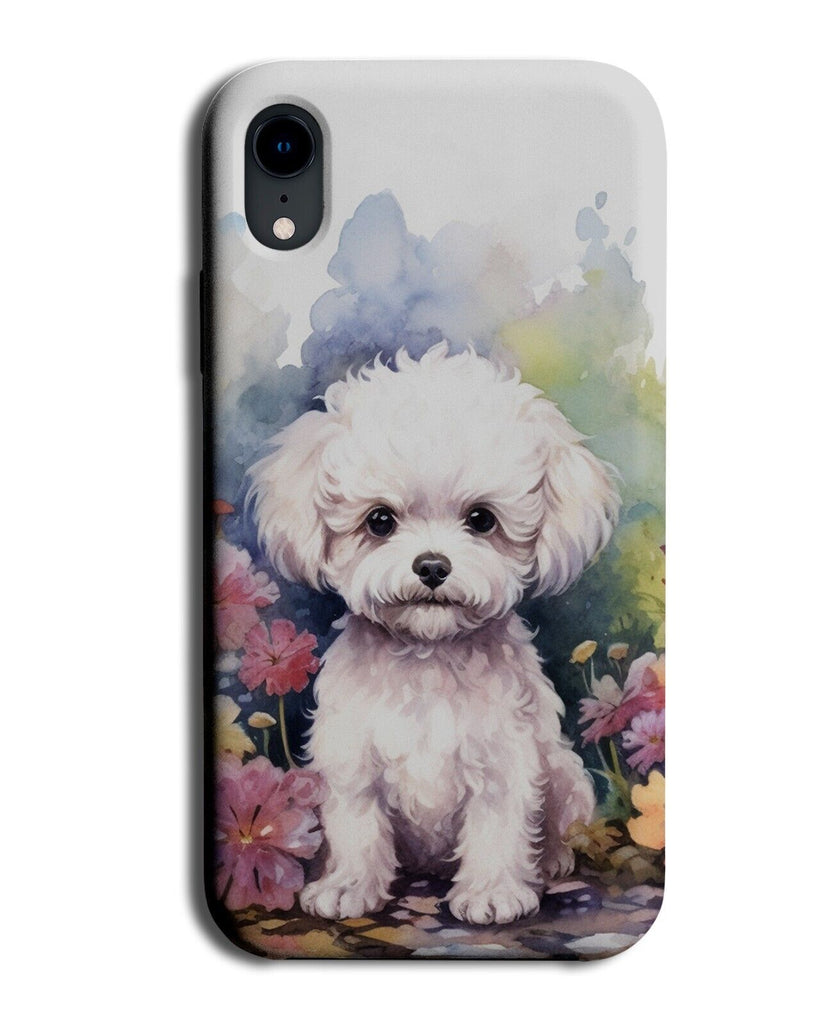 Watercolour Bichon Frise Phone Case Cover White Dog Art Floral Girls Girly DC15