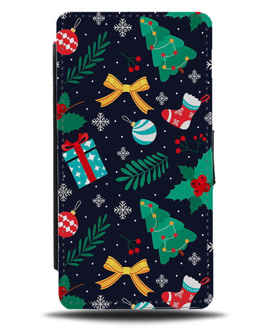 Christmas Shapes Flip Wallet Case Holly Mistletoe Presents and Bows Shape N850