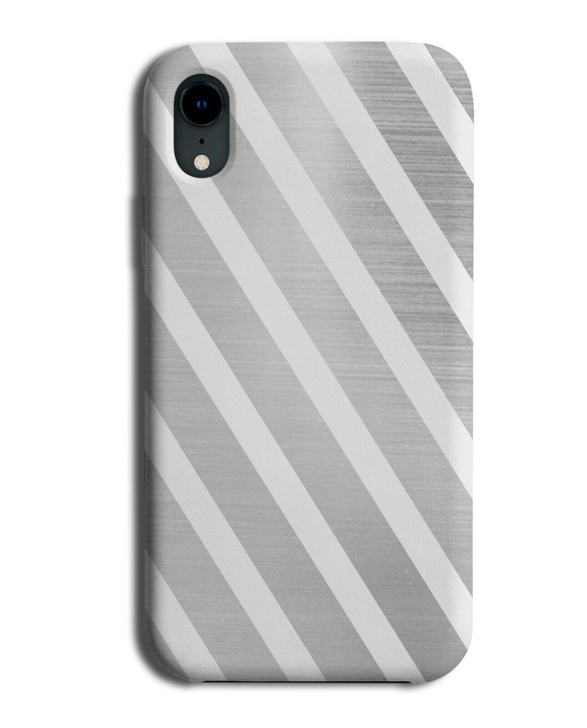 Silver & White Striped Phone Case Cover Stripey Pattern Design Lines Grey i826