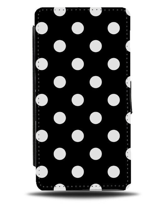 Black With White Polka Dot Flip Cover Wallet Phone Case Dotty Dots Retro i535