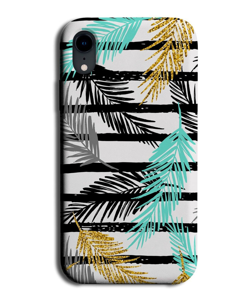 Retro Palm Tree Leaves Phone Case Cover Neon Green Gold Printed Glitter AQ82