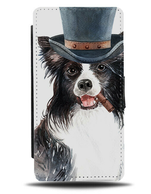 Gentleman Border Collie Flip Wallet Case Funny Tophat Top Hat Gift Outfit K673