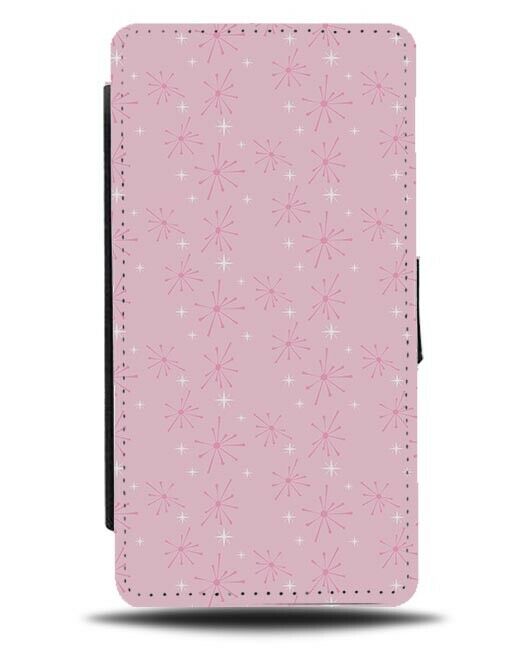 Funky Girls Pink Design Flip Wallet Case Snowflakes Star Stars Snowflake H307