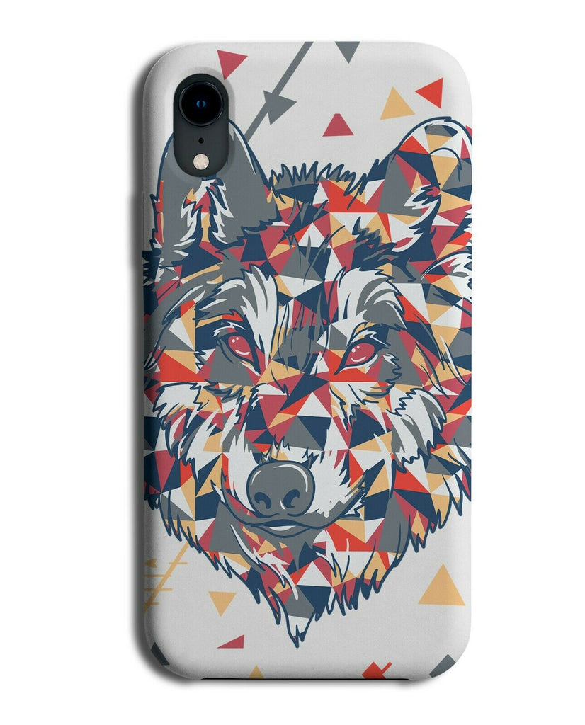 Colourful Geometric Shaped Wolf Face Phone Case Cover Wolves Shapes E483