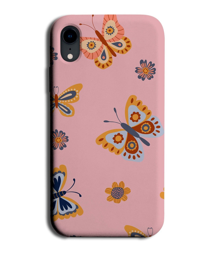 60s Butterfly Wallpaper Pattern Phone Case Cover 70s 50s Retro Vintage Pink AF30