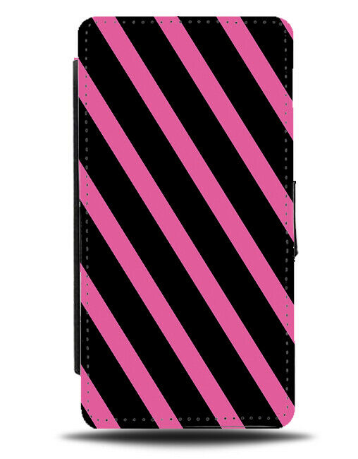 Black & Hot Pink Stripe Pattern Flip Cover Wallet Phone Case Stripes Gothic i903
