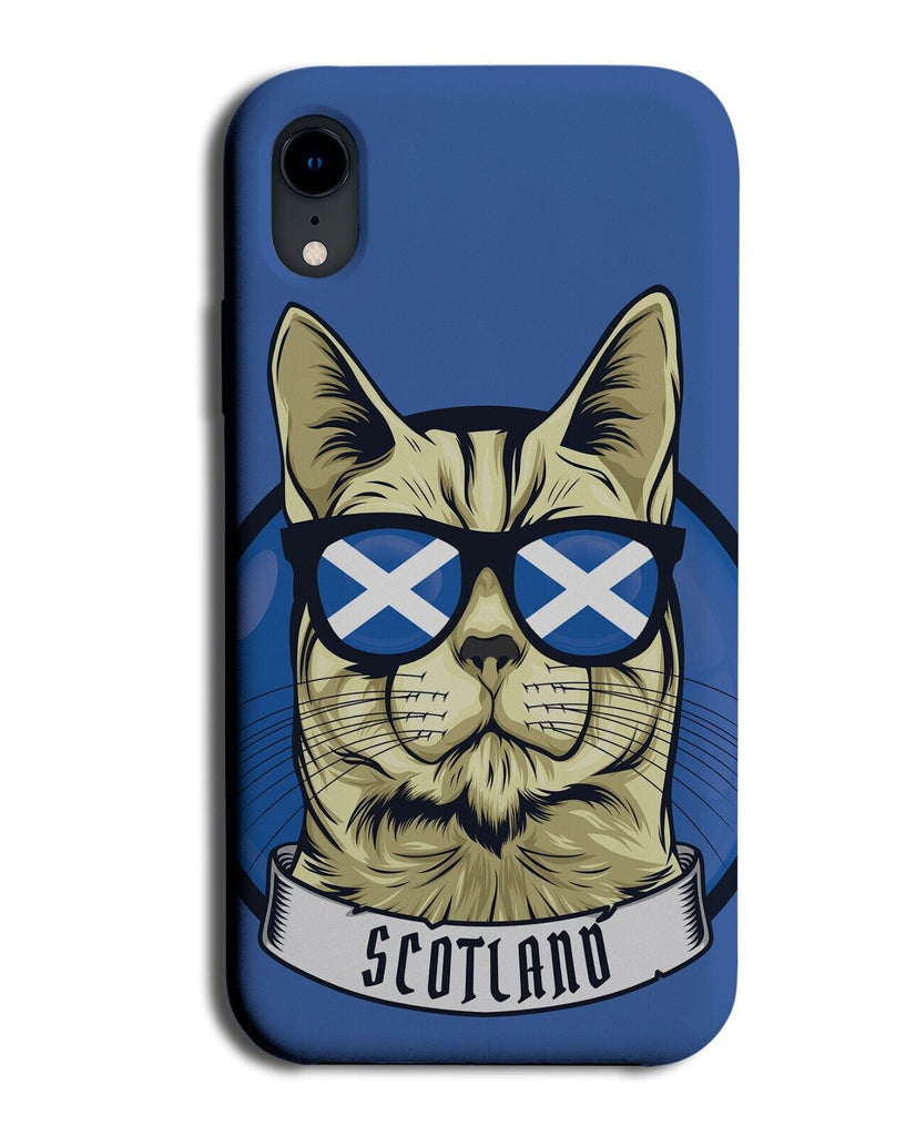 Funny Scottish Cat Phone Case Cover Tourist Scotland Flag Sunglasses Blue CC44