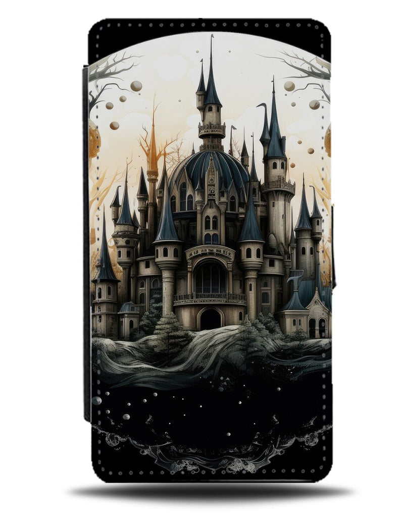 Gothic Castle Flip Wallet Case Goth Black Creepy Spooky Halloween Haunting CE86