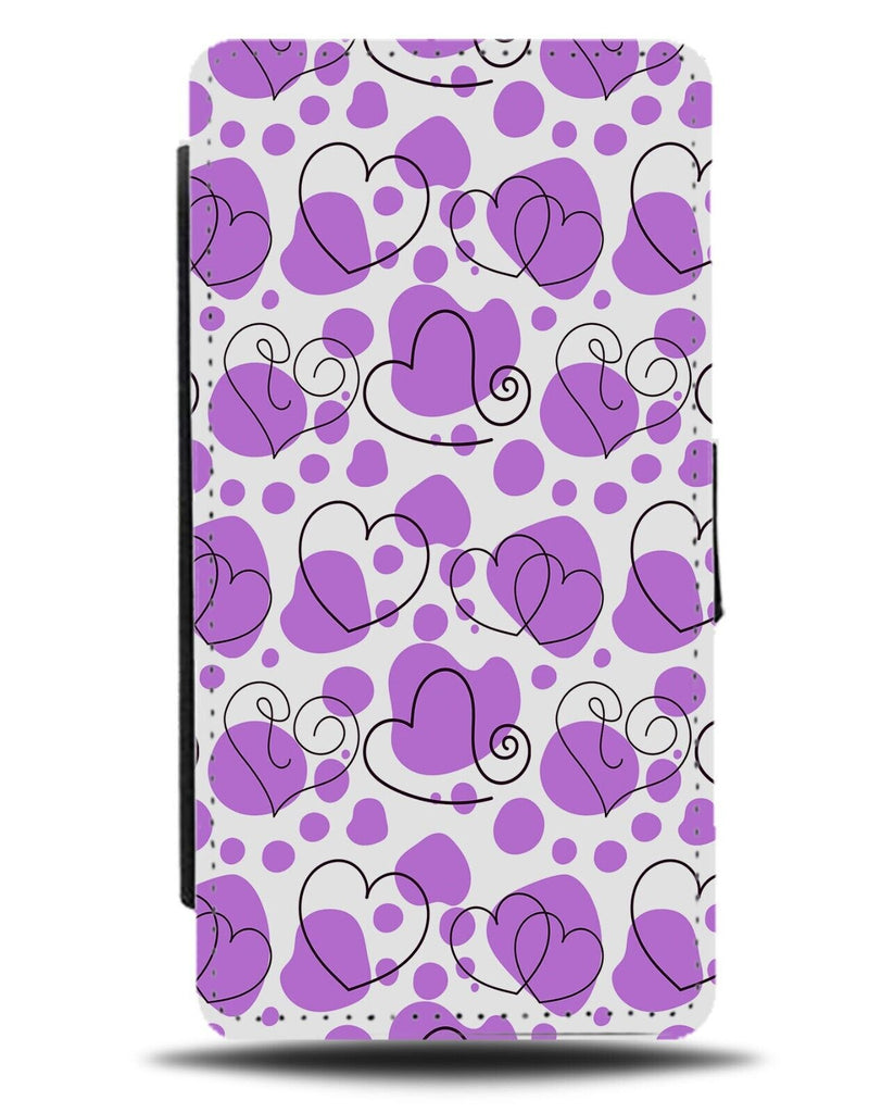 Purple Love Hearts Pattern Flip Wallet Case Shape Shapes Violet Coloured BC23