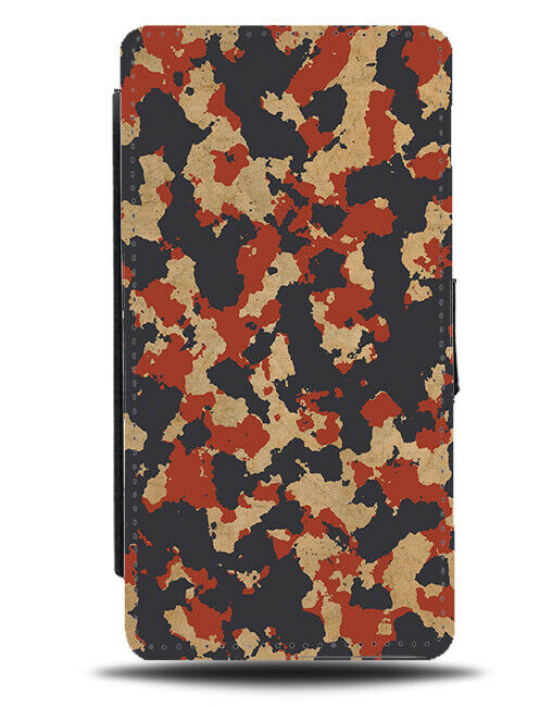 Red and Brown Camo Print Flip Wallet Case Camouflage Army Colours G558