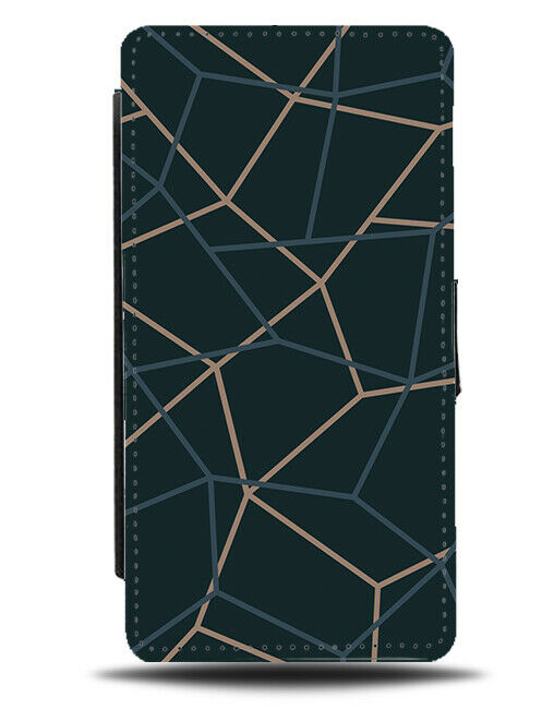 Abstract Funky Chaotic Flip Wallet Case Crossing Overlapping Shapes Lines H397