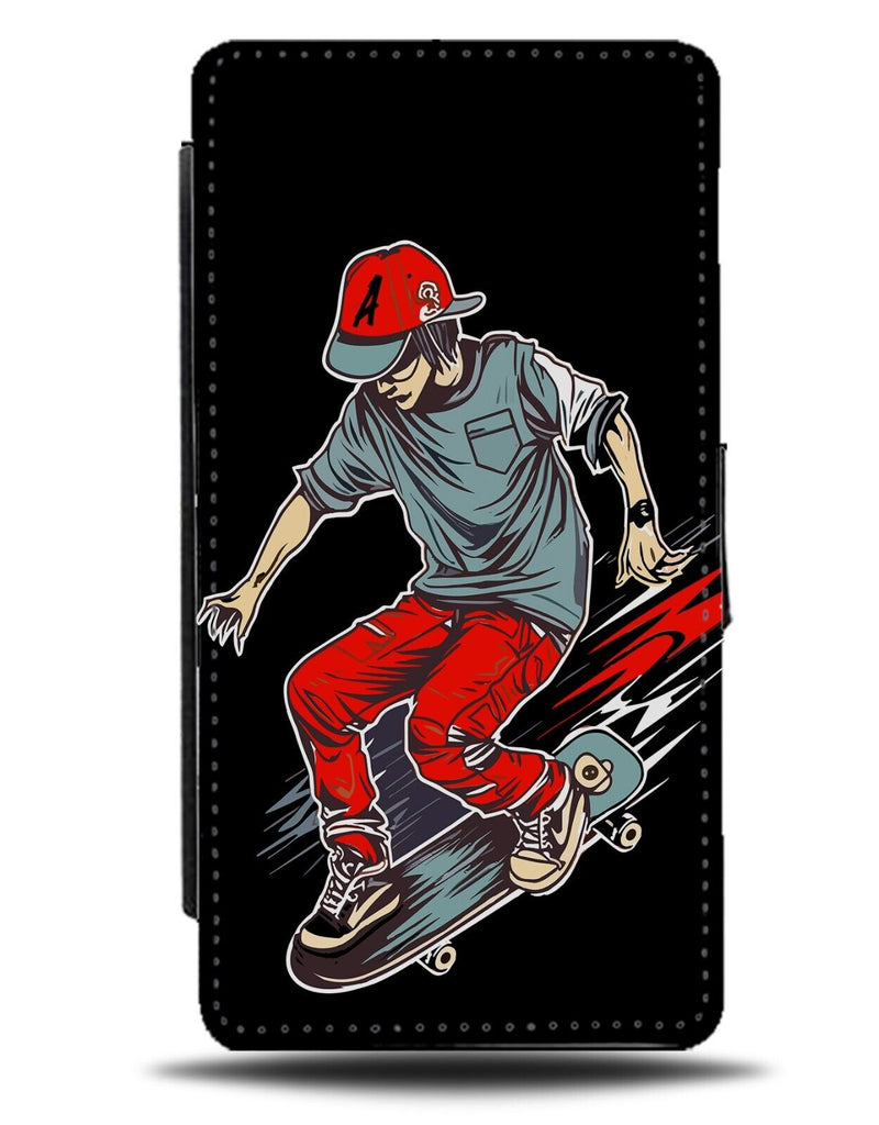 Cartoon Skateboard Flip Wallet Case Skateboarder Boy Teenagers Teenager DF71