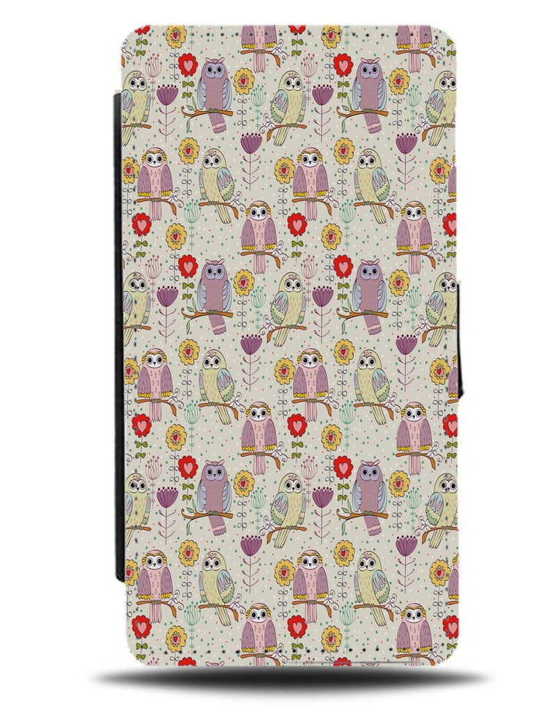 Vintage Owls Patterning Flip Wallet Case Pattern Owl Bird Style Owly Barn C169